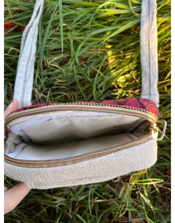 Ethno kabelka z konope -  bielo farebná